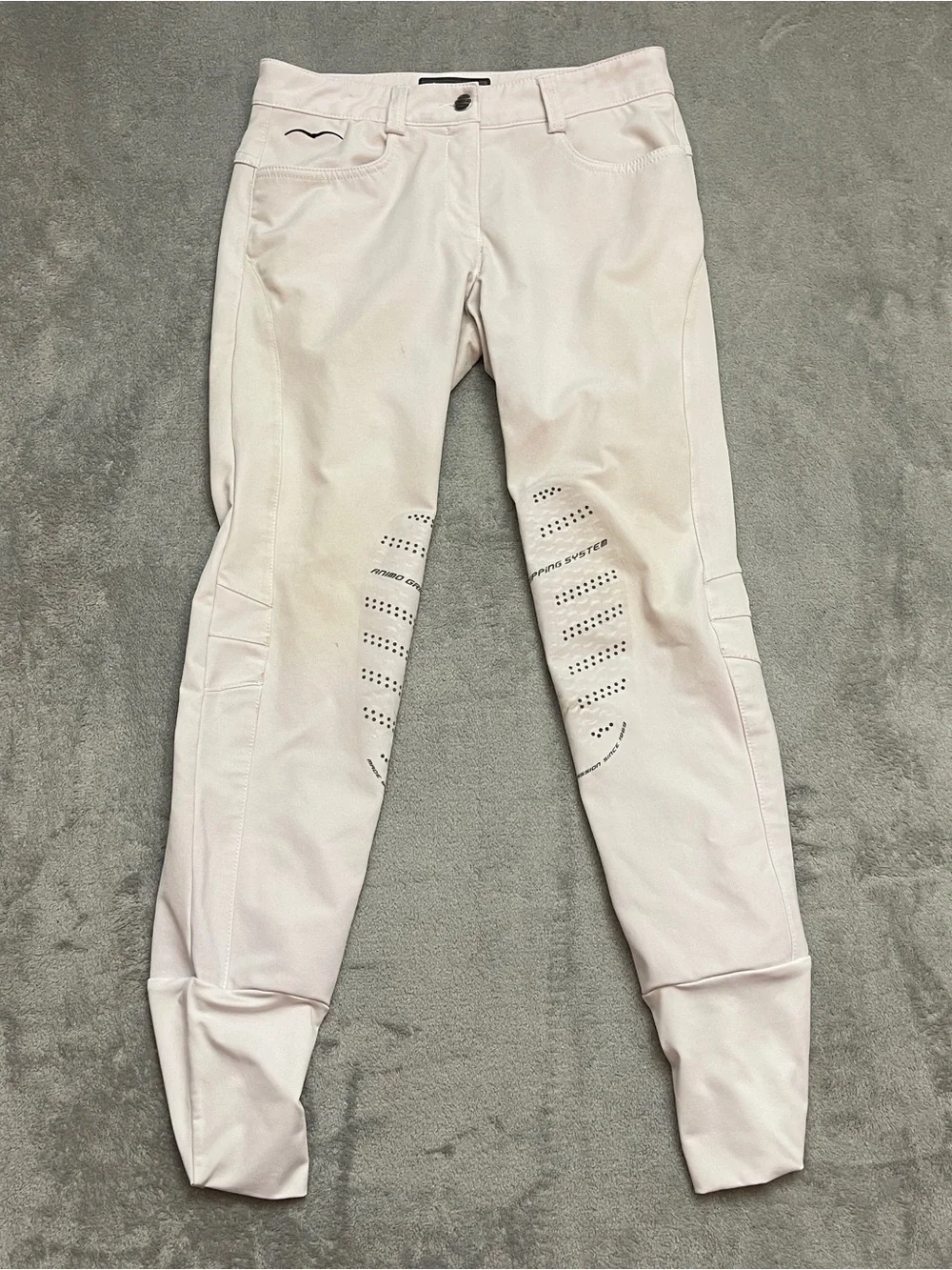 Animo Breeches Womens Small 34 Beige Riding Silicone Knee Grip Ankle Made Italy